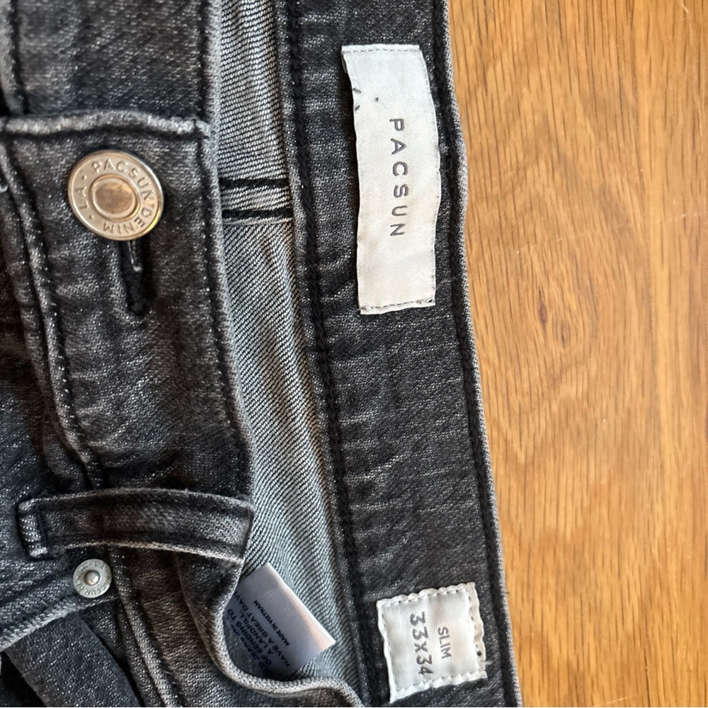 PacSun Charcoal black Slim Fit Jeans 33W x 34L 99% cotton